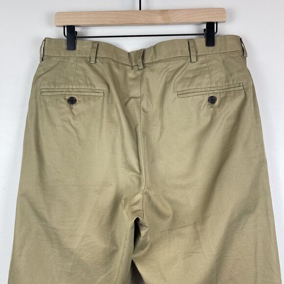 Brooks Brothers Mens Chino Pants 34x32 Tan Cotton Pleated Workwear Office Career - Picture 5 of 8